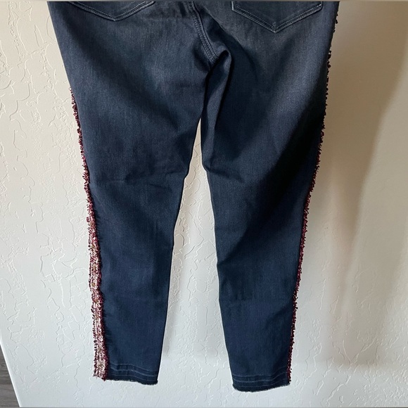 Laurie Felt ilky Sequin Stripe Ankle Skinny Jeans, Raw Hem—Size Med•••Burgundy - Picture 10 of 16